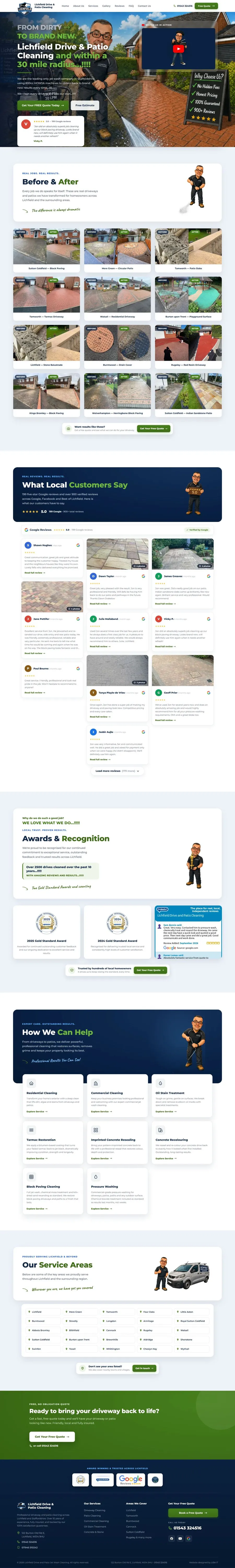 Full page of the Lichfield Drive & Patio Cleaning website