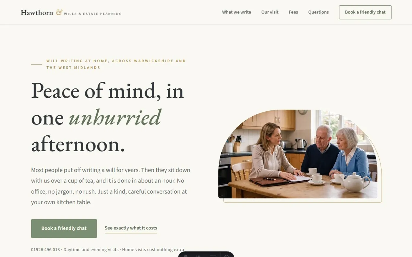 Hawthorn Wills & Estate Planning, a sample will writer website we designed